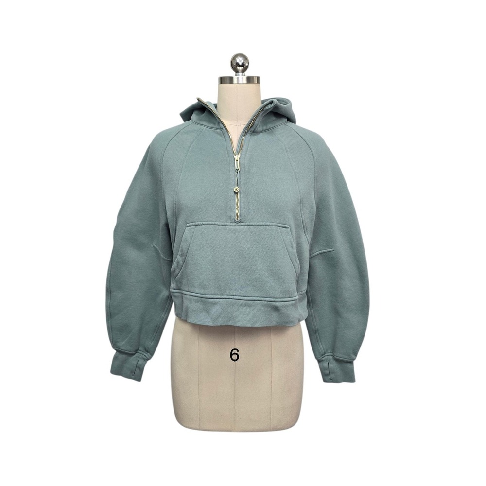 Lululemon Scuba Oversized Half-Zip Hoodie Tidewater‎ Teal Gold Zip XS/S LW3HTOS